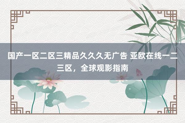 国产一区二区三精品久久久无广告 亚欧在线一二三区，全球观影指南