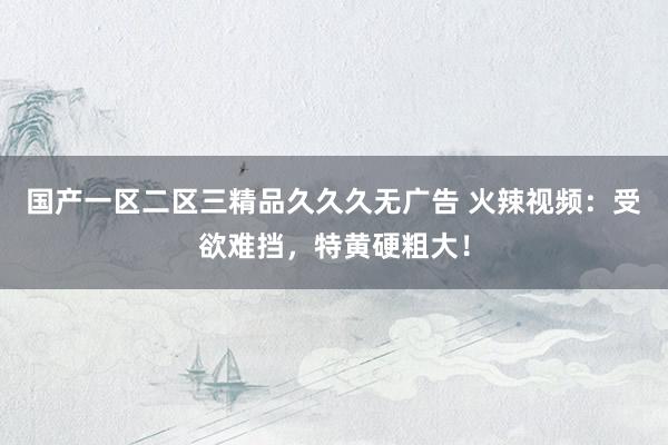 国产一区二区三精品久久久无广告 火辣视频：受欲难挡，特黄硬粗大！