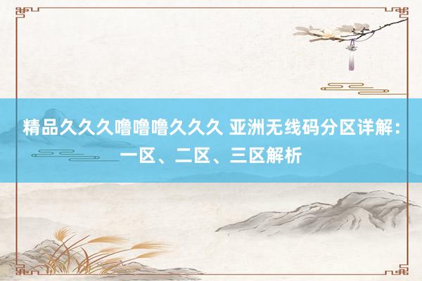 精品久久久噜噜噜久久久 亚洲无线码分区详解：一区、二区、三区解析
