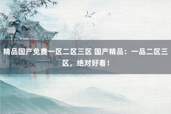 精品国产免费一区二区三区 国产精品：一品二区三区，绝对好看！